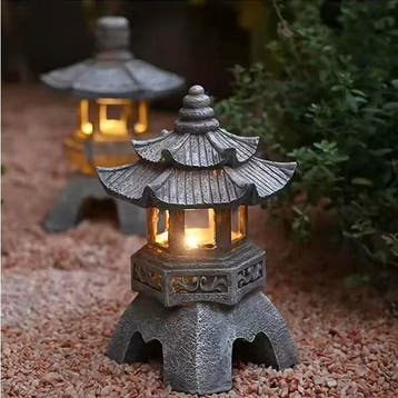 Solar Pagode Tuinlantaarn Japanse LED Tuinlamp Decoratie, Verzenden, Nieuw