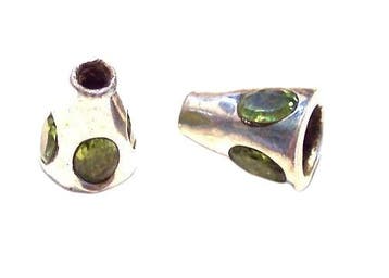 1 x Echt 925 sterling zilveren kralenkap met peridot 13mm, Ophalen of Verzenden, Nieuw, Kraal