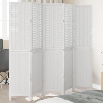 vidaXL Kamerscherm met 5 panelen massief paulowniahout wit, Huis en Inrichting, Verzenden, Nieuw