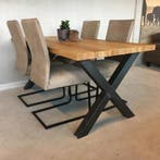 4 leren eetkamerstoelen - met sledepoot - bruin leer, Huis en Inrichting, Ophalen of Verzenden, Nieuw, Leer