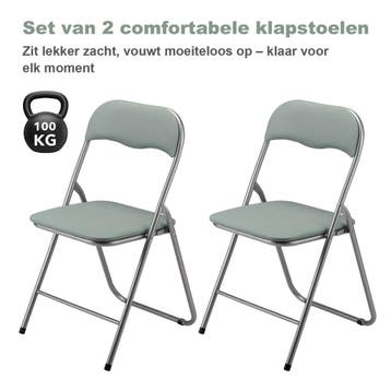 Bardi 2 Delige Klapstoelen Set PU - GROEN - 100KG Per Stuk, Huis en Inrichting, Stoelen, Ophalen of Verzenden, Nieuw, Kunststof