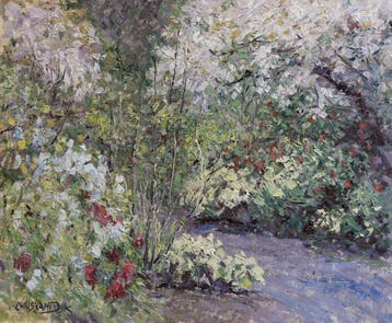 Chris van Dijk (1952) Impressionist -  Jardin à Avallon, Antiek en Kunst
