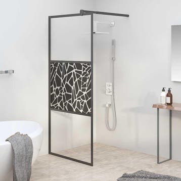 vidaXL Inloopdouchewand met stenenmotief 80x195 cm ESG-glas, Doe-het-zelf en Verbouw, Sanitair, Verzenden, Nieuw