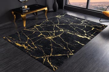 Design Tapijt MARBLE 240x160cm zwart goud marmerlook, Ophalen of Verzenden, Nieuw