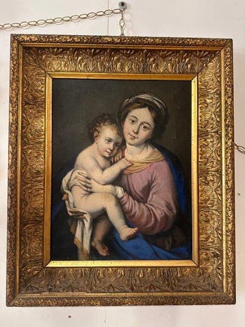 Lijst - Hout, Canvas - Madonna met Kind