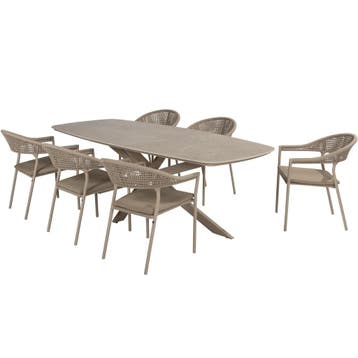 Sienna Prado dining tuinset 240x105xH75 cm 7 delig latte, Ophalen of Verzenden, Nieuw