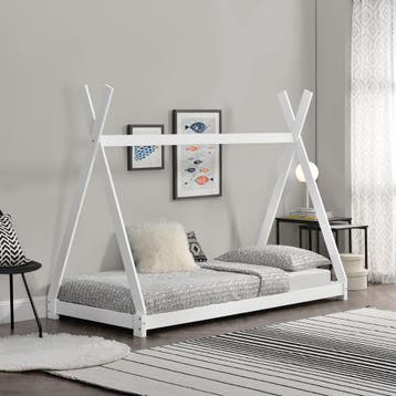Kinderbed Onejda Tipi grenen met bedbodem 90x200 cm wit, Verzenden, Nieuw