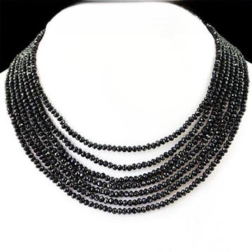 Echt prachtige handgemaakte halsketting met 7 draden zwarte