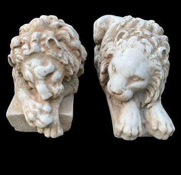 sculptuur, Coppia leoni - 20 cm - Canovas leeuwenpaar —