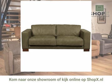Leren bank Clear - 3 zits - Kenia Olive (olijf) - Poten, Bohemian, Eigentijds, Modern, Retro, Vintage, Nieuw, Ophalen of Verzenden