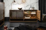 Massief dressoir ONYX 180 cm donkerbruin mangohout edelsteen, Ophalen of Verzenden, Nieuw