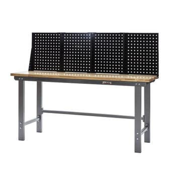 Werkbank grijs 200 cm met hardhouten blad en zwart, Ophalen of Verzenden, Nieuw