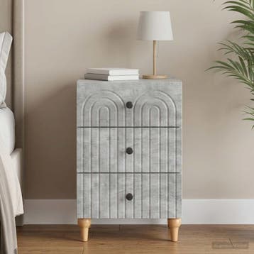 vidaXL Nachtkastje Betongrijs 43x 41 x 66,5 cm Bewerkt hout, Minder dan 45 cm, Verzenden, Nieuw, 55 tot 70 cm