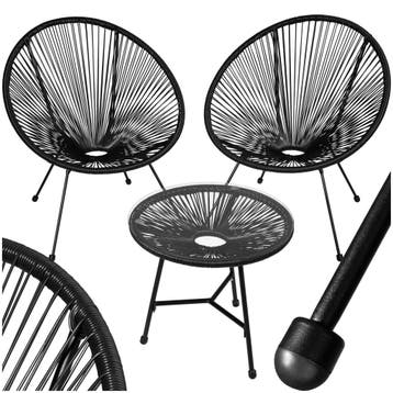 Set van 2 stoelen Santana met tafel - zwart, Tuin en Terras, Tuinsets en Loungesets, Verzenden, Nieuw