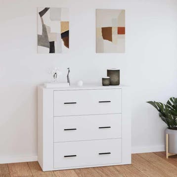vidaXL Dressoir 80x33x70 cm bewerkt hout wit, Huis en Inrichting, Kasten | Dressoirs, Verzenden, Nieuw, 50 tot 100 cm, 25 tot 50 cm