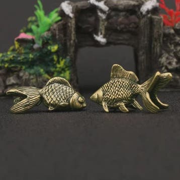 Retro Messing Goudvis Beeldjes - Miniatuur Decoratie & Leuk, Verzenden, Nieuw