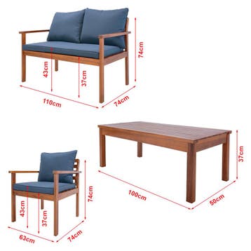 Tuinset Brittoli 4-delig houtkleurig en grijs FSC®-gecertifi, Verzenden, Nieuw