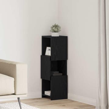 vidaXL Hoekkast 25,5x25x80cm Bewerkt hout Zwart Eiken, Verzenden, Nieuw