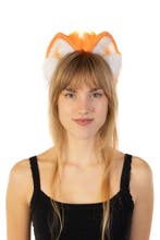 Haarband Furry Oortjes Oranje Wit Kat Poes Vos Diadeem Dons, Ophalen of Verzenden, Nieuw, Carnaval, Accessoires