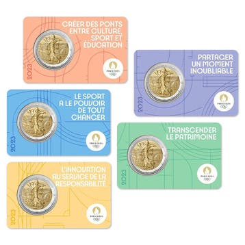 Frankrijk 5 x 2 Euro Olympics 2023 Coincard Set, Postzegels en Munten, Munten | Europa | Euromunten, Verzenden