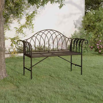 vidaXL Tuinbank 2-zits 128 cm staal zwart, Verzenden, Nieuw, Metaal