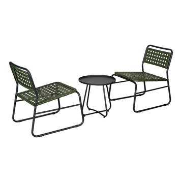 Bistroset Brienza tuintafel met 2 tuinstoelen zwart en groen, Verzenden, Nieuw