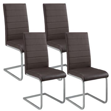 4 Eetkamerstoelen / stoel - Vegas - Kunstleer - Bruin, Huis en Inrichting, Stoelen, Verzenden, Nieuw
