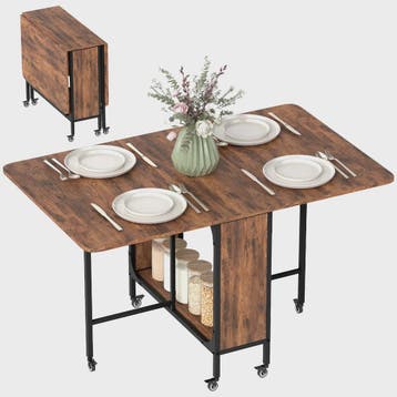 Homcom Klaptafel op Wielen voor 6 Personen - Eetkamertafel m, Verzenden, Nieuw