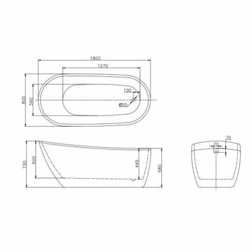 Vrijstaandbad Best Design Croco 180x80x73 cm, Ophalen of Verzenden, Nieuw