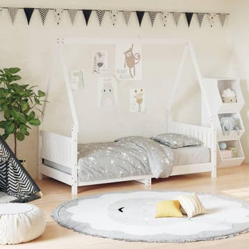 vidaXL Kinderbedframe 80x160 cm massief grenenhout wit, Verzenden, Nieuw