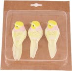 Bird on clip Geel 10,5x3,5x3,5 cm 3 stuks, Ophalen of Verzenden, Nieuw