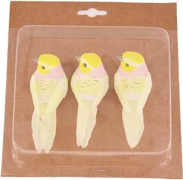 Bird on clip Geel 10,5x3,5x3,5 cm 3 stuks, Hobby en Vrije tijd, Ophalen of Verzenden, Nieuw
