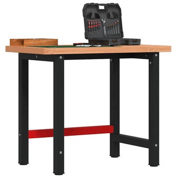 vidaXL Werkbank rechthoekig 100x60x83 cm massief beukenhout, Verzenden, Nieuw