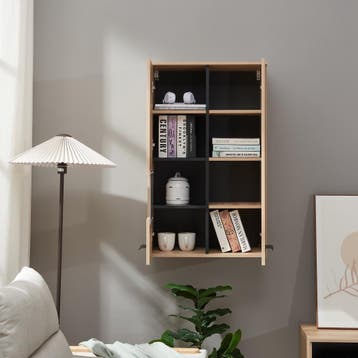 Hangkast Noppen wandkast 98x60x35 cm eikenkleurig [en.casa], Verzenden, Nieuw