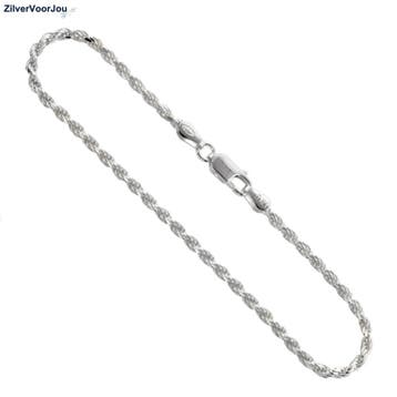 Zilveren rope armbandje 18 cm 2.5 mm, Verzenden, Nieuw, Zilver