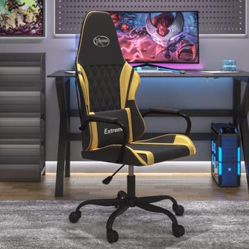 vidaXL Massage gamestoel kunstleer zwart en goudkleurig, Verzenden, Nieuw