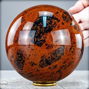 Majestueuze mahonie-obsidiaanbal Kugel, Mexico- 3145.18 g, Verzamelen