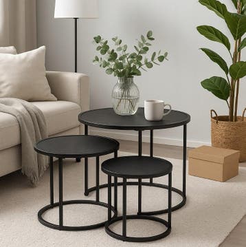 Bijzettafel Salontafel metalen frame en MDF tafelblad Zwa..., Verzenden, Nieuw