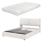 Tweepersoonsbed Lunner met matras 200x160 cm beige [en.casa], Verzenden, Nieuw