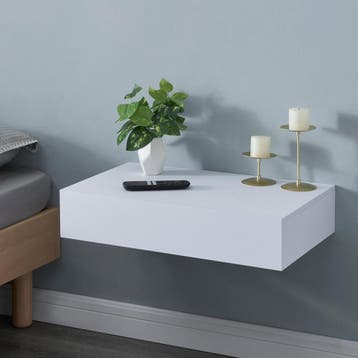 [en.casa] Wandplank Kärsämäki met lade 60x35x12 cm wit, Verzenden, Nieuw