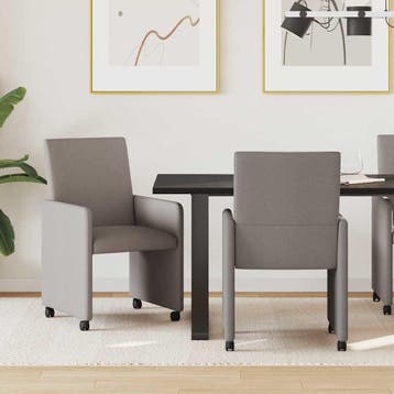 vidaXL Eetkamerstoelen met Wieltjes 2 pcs Taupe 57 x 66 x 94, Huis en Inrichting, Stoelen, Verzenden, Nieuw