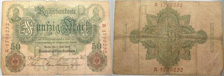 50 Mark 8 Juni 1907 biljet nach Rosenberg, Postzegels en Munten, Bankbiljetten | Europa | Niet-Eurobiljetten, Verzenden