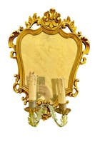 Spiegel- rococo - Hout - H : 48 cm, Antiek en Kunst