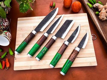 Keukenmes - Kitchen knife set - 755 - Staal, Hout,