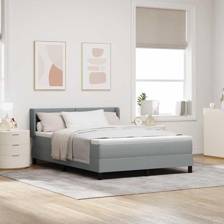 vidaXL Boxspringbed met hoofdeinde Lichtgrijs 200 x 160 cm, Huis en Inrichting, Slaapkamer | Bedden, Nieuw, Stof, Verzenden
