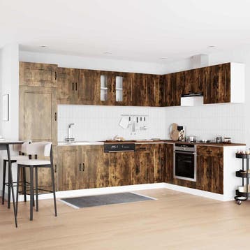 vidaXL Keukenkast Kalmar Gerookt eiken 80 x 46 x 81,5 cm, Huis en Inrichting, Keuken | Keukenelementen, Verzenden, Nieuw, Bruin