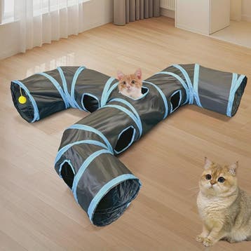 Uitgebreide 3-Weg Katten Tunnel Speelgoed met Speeltjes en O, Verzenden, Nieuw