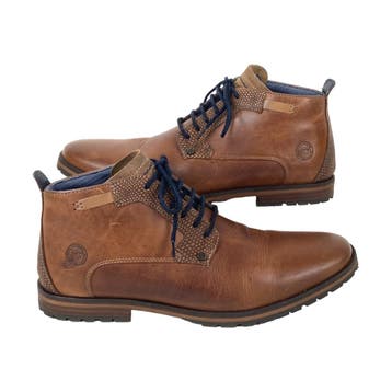 Bullboxer - Heren hoge veterschoenen - Handgemaakt - Cognac, Nieuw