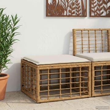vidaXL Tuinvoetenbank Naturel poly rattan, Tuin en Terras, Verzenden, Nieuw