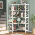 Hoekboekenkast Industrieel –5 Lagen, Hout en Zwart Metalen F, Huis en Inrichting, Kasten | Boekenkasten, Verzenden, Nieuw